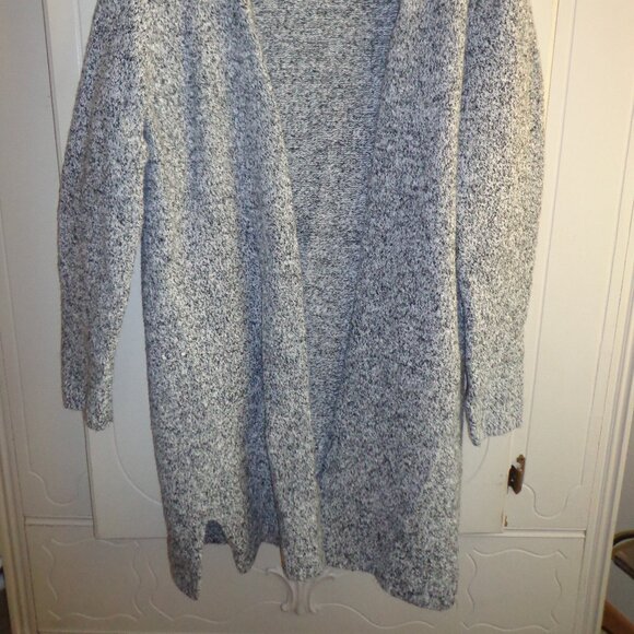 J. Crew Open Knit Cardigan M Tight Knit Black/Grey Long Sleeves - Picture 7 of 11